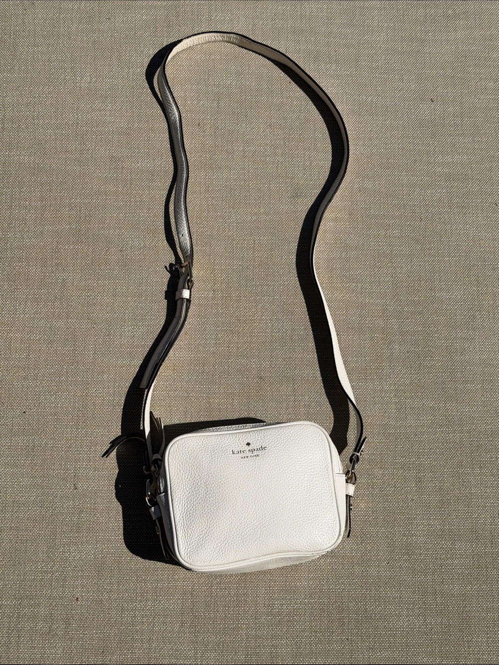 kate spade white pebbled leather camera crossbody